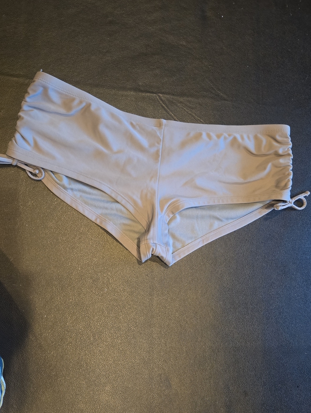 Hot Water Gray Ruched Side Swim Shorts